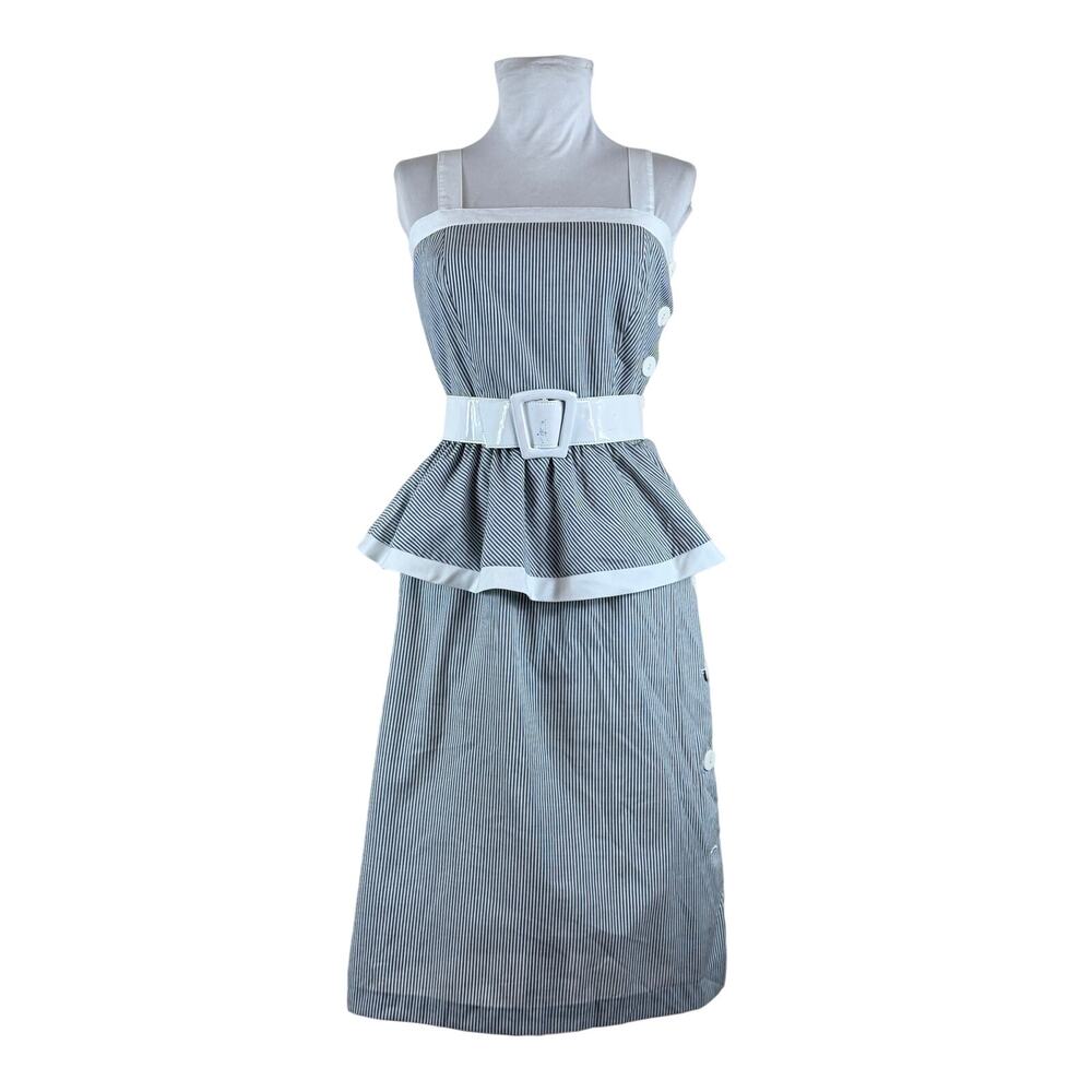 100% Cotton Striped Midi Dress